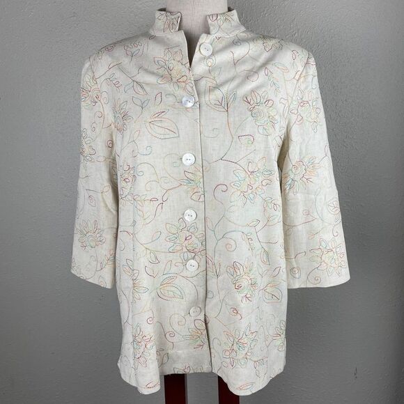 Koret Linen Blend Button Down Top EUC - Picture 1 of 11